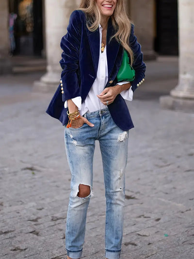 Eloura™ - Elegancka Kurtka z Weluru w Stylu Vintage