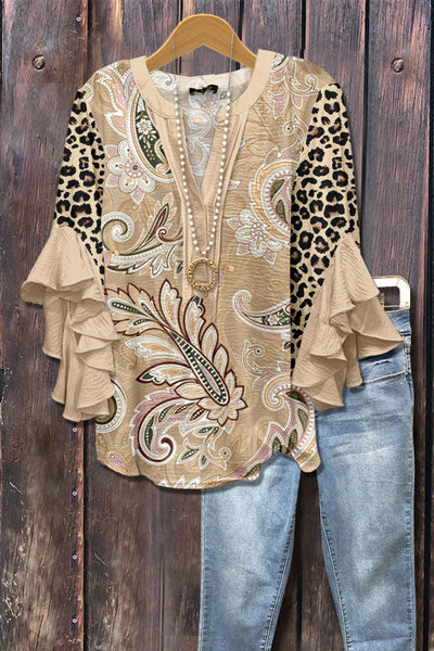 Gaja™ - Bluzka w kwiatowy wzór z marszczonymi rękawami