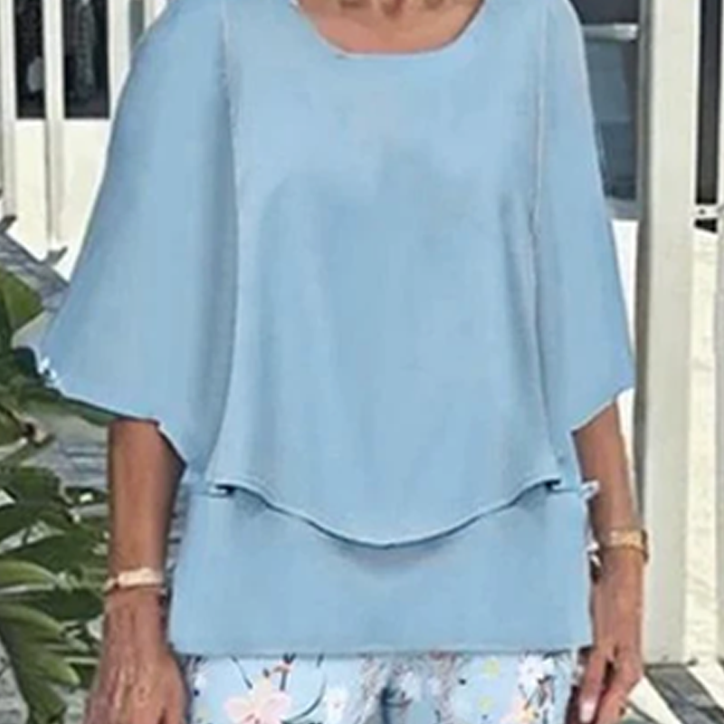 Casira™ – Zestaw Casualowy z Wzorzystymi Spodniami i Bluzką z Okrągłym Dekoltem Dla Kobiet